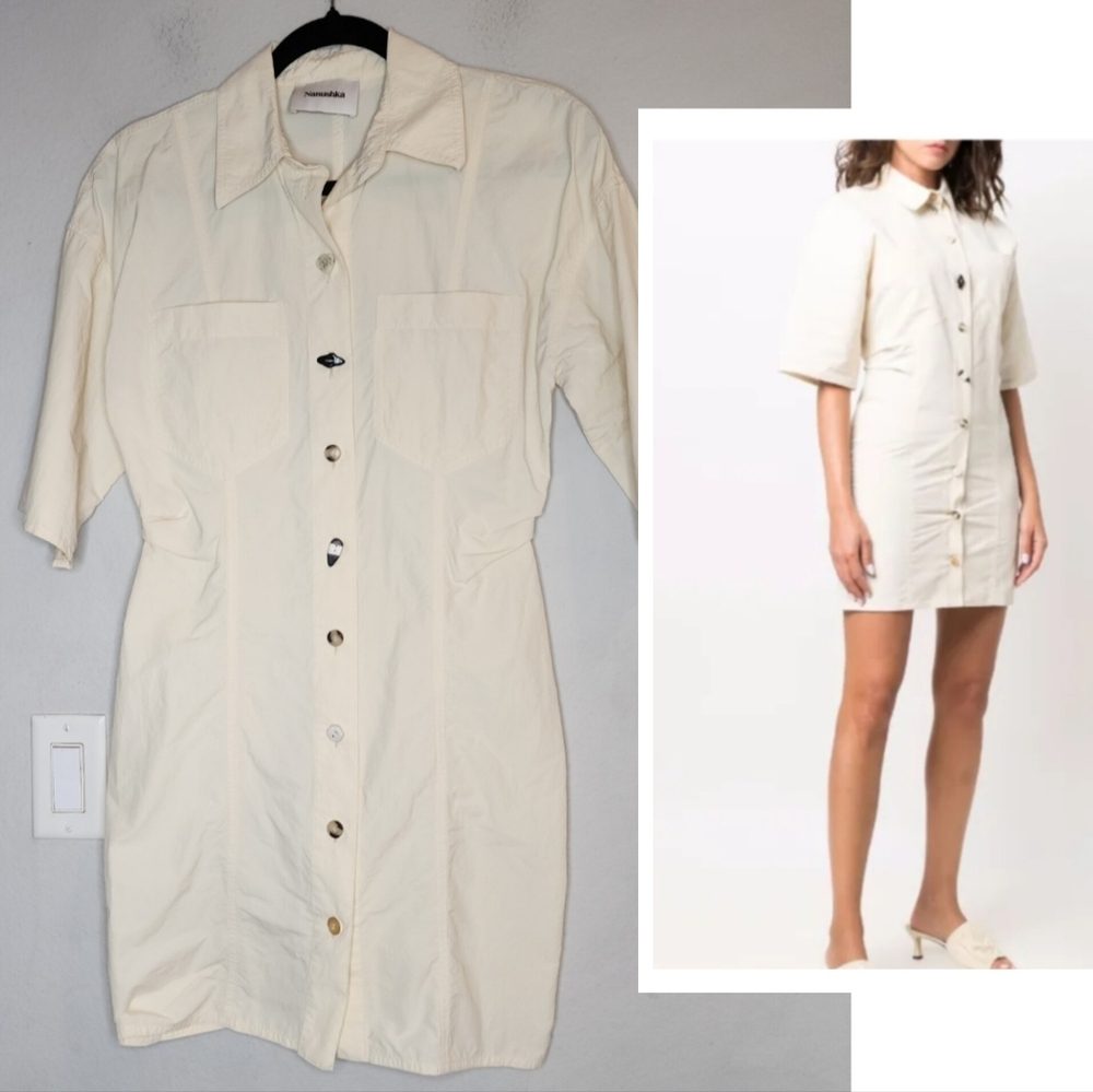 Nanushka Off White Shirt Dress Nylon Estimated Size Small